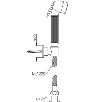 Гигиенический душ Nicolazzi Doccia шланг 100см, с держателем, copper plated 5523RA