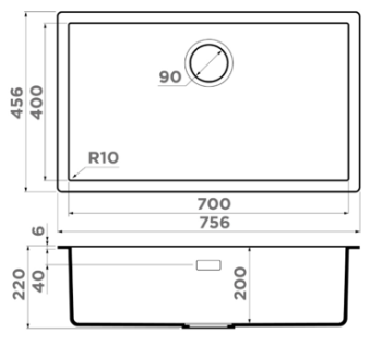 Мойка Omoikiri Yamakawa 75t U I Pl 756 456 700 400 220 80 Tetogranit 6 4993464