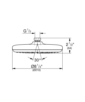 Верхний душ GROHE Tempesta 210, расход 6.8 л/мин, хром 26409000