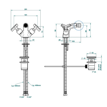 Смеситель для биде THG Les Ondes G8A-C01-3202 matt nickel
