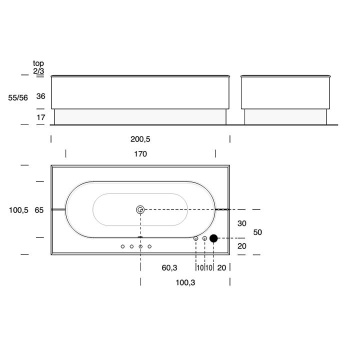 Стальная ванна Milldue Hilton 200.5x100.5 1901