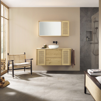 Burgbad MAX Комплект мебели 130х49х72см, подвесной, с раковиной, с зеркалом, с 2 ящиками, цвет: Natural knotty oak SGJX130 C0037 F5349 G01 G0236