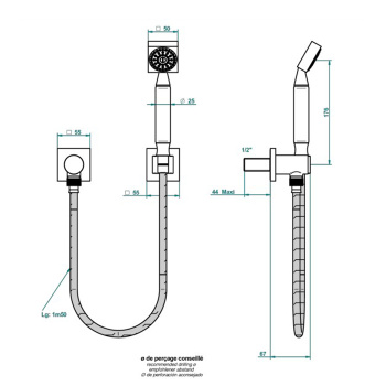 Душевой комплект с ручным душем THG Ginkgo U5E-F01-52 полированное золото