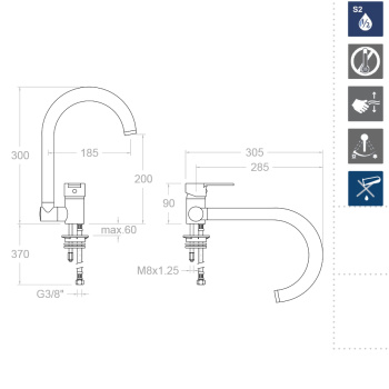 Смеситель для кухни Ramonsoler RS-Q складной 9369