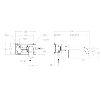 Смеситель для раковины Ramonsoler Alexia встраиваемый графит 362103GR