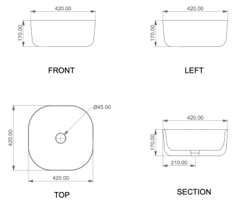 Раковина накладная 42 см GSG Ceramic Design Hit! HILAVQU42031 Salvia Matt