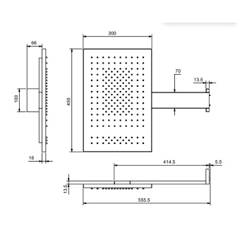 Верхний душ Fantini Acquafit 30х45см настенный, Matt Gun Metal PVD 79 P5 K032B
