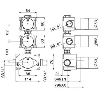 Встраиваемая часть для душа Newform 3/4 на 2 источника, 31063.00.000