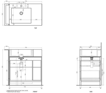 Раковина накладная Cielo I Narcisi NALAMDX LV 76 см правая черный