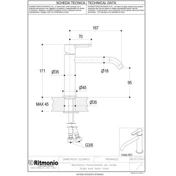 Смеситель для раковины Ritmonio Diametro35 Elegance PR54AA202CRL хром