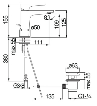 Cмеситель для раковины Nobili Yoyo YO126118/1CR хром