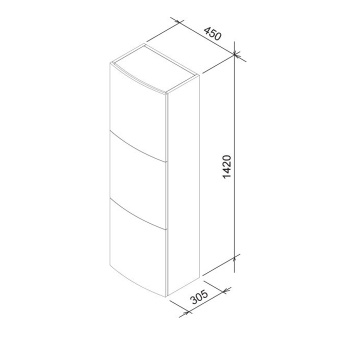 Пенал подвесной Eban Domitilla 30х37хh114, с 1 дверкой 2 выд. ящика, петли слева, SX, без ручек, bianco assoluto FKMDT114CS-SBA*3 bianco assoluto