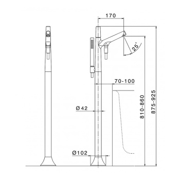 Внешняя часть отдельностоящего смесителя на ванну с руч душем Cisal Vita черный матовый VI01420040