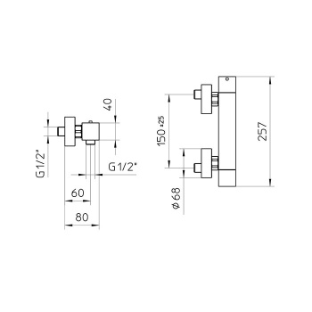 Bossini Cube Tермостат для душа, наружный, 1 выход  1/2', цвет: золото Z004103.021