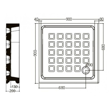 Поддон угловой квадратный Kerasan Retro 90х90, диаметр слива 90, белый 133801