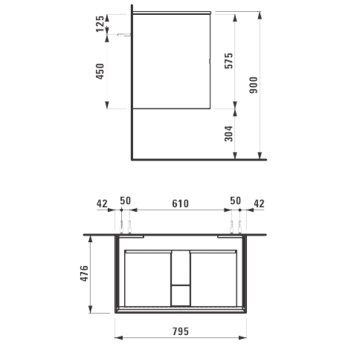 Laufen Palomba шкафчик под раковину, 2 ящика, без розетки, подходит для раковины 817804, темная вишня Vermont