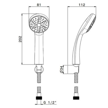 Ручной душ PIANO с держателем для лейки и шлангом Kerama Marazzi хром 852KM.21.018
