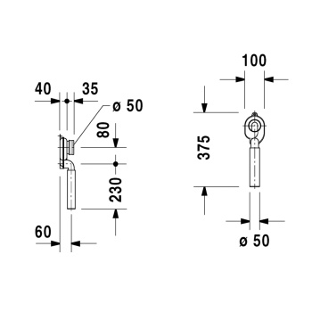Duravit Сифон для писсуара с вытяжкой  d 50 , сток внутренний вертикальный , цвет хром