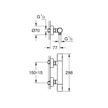 Grohe Термостат для душа с подключением шланга, цвет: хром