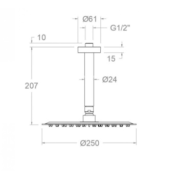 Верхний душ Ramonsoler потолочный круглый нержавеющая сталь золото BV02RM250OC