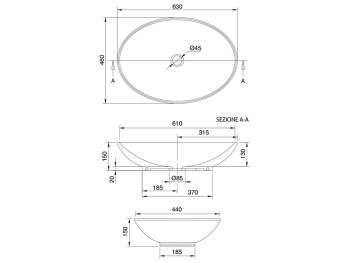 Раковина накладная Scarabeo THIN-LINE 8045