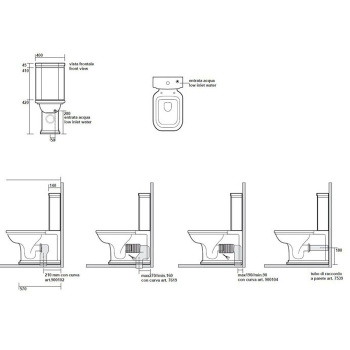 Бачок для унитаза моноблок Kerasan Waldorf с боковым отверстием для ручки механизма, без механизма слива, белый 417901
