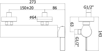 Смеситель для душа Paffoni Rock RO16,8CR