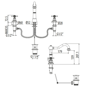 Смеситель для раковины Gattoni Trd TR096/18C0 хром