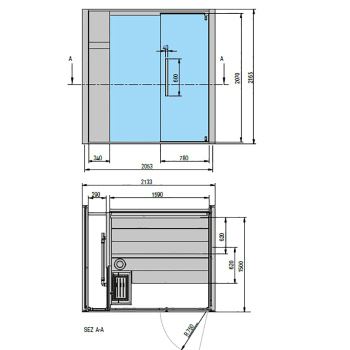 Сауна Effegibi One S Filo 214x171h217, пристенная R.H., stone LO 51 03 0001