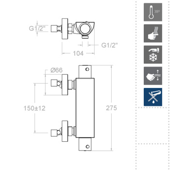 Смеситель термостатический Ramonsoler Urban Chic для душа чёрный 213401SNM