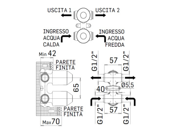 Внутренняя часть встраиваемого смесителя для душа Mamoli SPARTACO 27030000002F