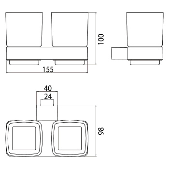 Стакан подвесной Emco Loft двойной, хрустальное стекло сатинированное, черный 0525 133 00