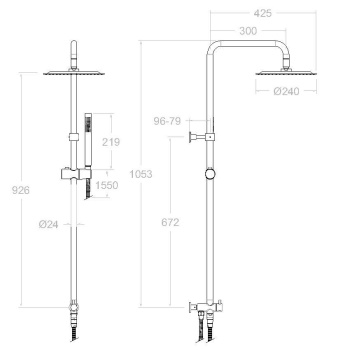 Душевая система Ramonsoler без смесителя T20002RP240