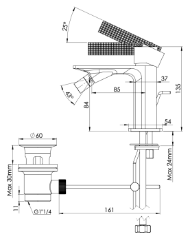 Смеситель для биде Daniel Club ANC604XV сталь