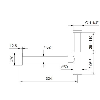 Сифон бутылочный Fantini Af/21 1'' 1/4 для раковины, черный матовый 91 13 9234