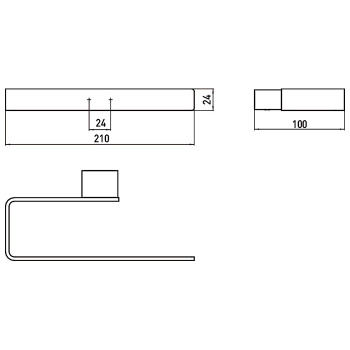 Полотенцедержатель-кольцо Emco Loft фиксированное, правый открытое, 210mm, черный 0555 133 00