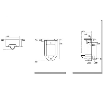 Писсуар подвесной с сифоном и комплектом крепежей Kerasan Waldorf черный 413004nero lucido