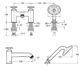 Смеситель для ванны Jacob Delafon Nouvelle Vague E78343-BLV черный