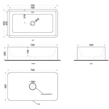 Раковина накладная Cielo Shui Comfort SHLAA7520 PL 75 см голубой