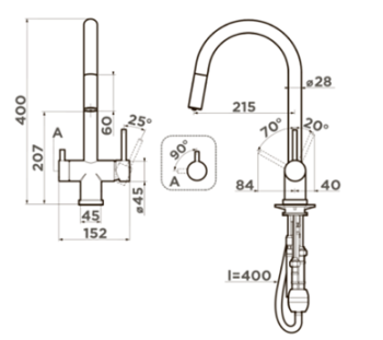 Смеситель для кухни Omoikiri Akita S Lg 4994350