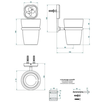 Стакан THG Capucine Mauve Decor Or A7D-F01-536 полированное золото