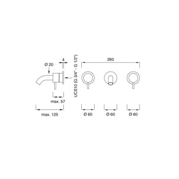 Смеситель для ванны CЕА Design Milo360 MIL 37 S сталь