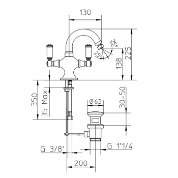 Bossini Liberty Смеситель для биде, на 1 отв., цвет: античная бронза Z001401.022