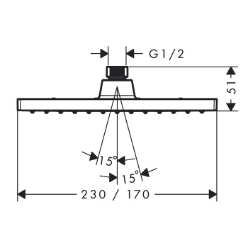 Верхний душ hansgrohe Vernis Shape 230 1jet EcoSmart 26283670, матовый черный
