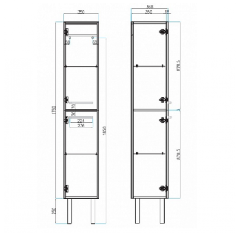 Шкаф-пенал Villeroy&Boch 2DAY2 A99601E6 glossy taupe