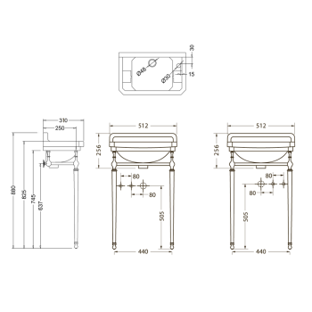 Подстолье Burlington Edwardian T21A BNKL никель