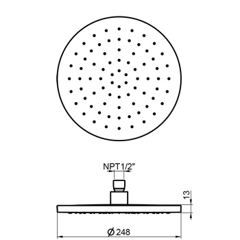 Верхний душ Almar 248 без держателя, нержавеющая сталь брашированная aisi 316 E044252.316
