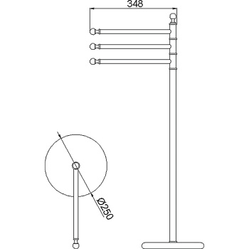 Полотенцедержатель напольный тройной Cisal Arcana золото AR09091024