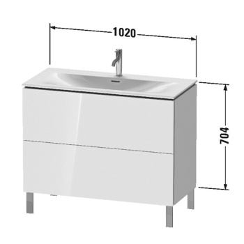 Duravit L-Cube Тумба напольная под раковину # 234410, 2 ящика, 704x1020x481мм, цвет White High Gloss