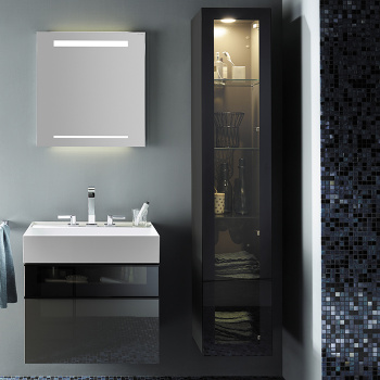 Burgbad Yumo Шкаф подвесной 35x32x176 см, с подсветкой, цвет: серый HSKD035LF3194